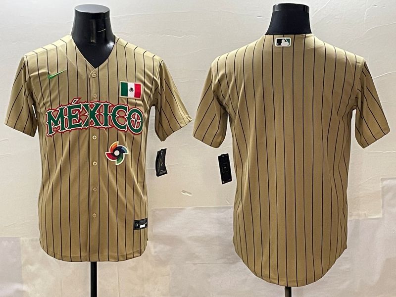 Men Mexico Blank Brown Stripe Joint Name 2025 Nike MLB Jersey style 2->more jerseys->MLB Jersey